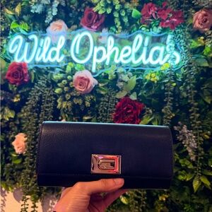 Furla Black Leather Clutch Wallet